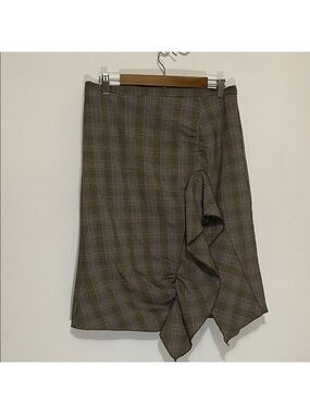 Stiletto Plaid Brown Vintage Ruffle Women's Skirt Sz 10